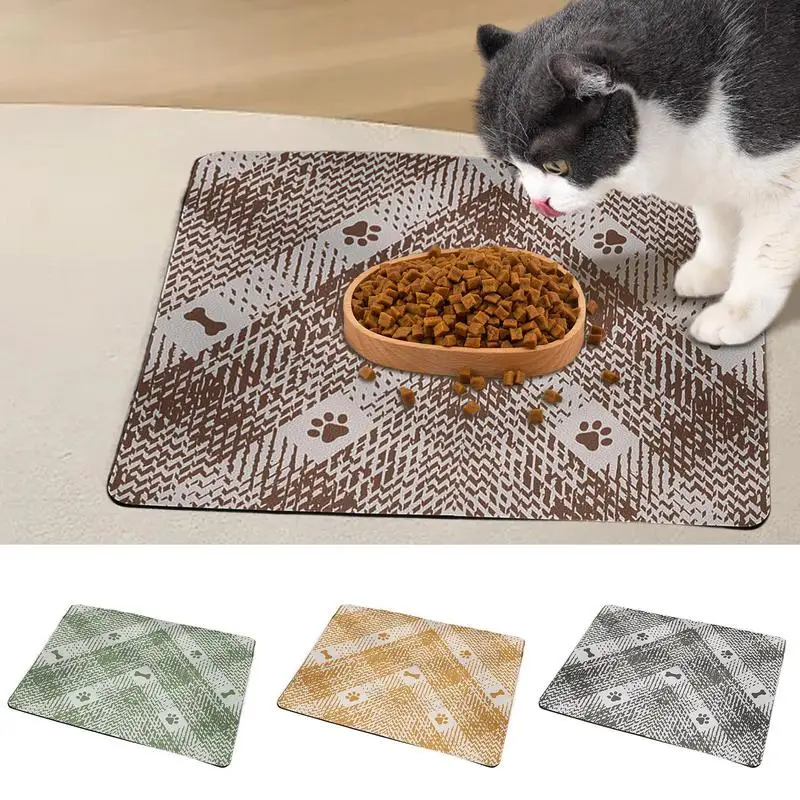 Pet Feeding Mat Waterproof Pet Placemat Absorbent Dog Cat Feeding Mats Waterproof Placemat Quick Dry Dog Water Dispenser Mat