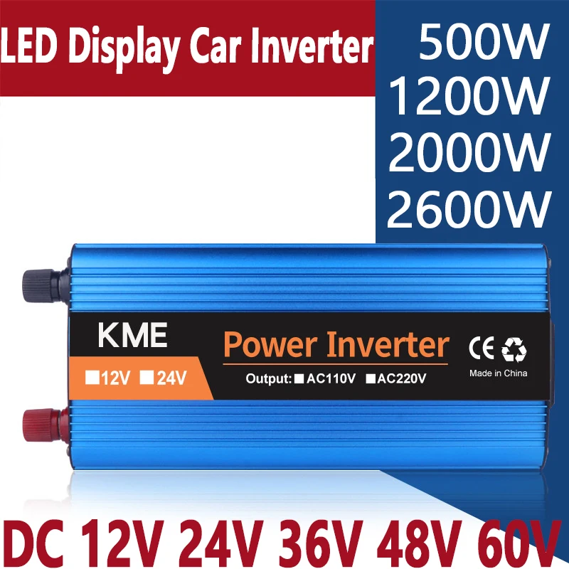 อินเวอร์เตอร์ 12V 220V 500W 1200W 2000W 2600W DC 12 โวลต์ 24V 36V 48V 60V To AC 220V รถอินเวอร์เตอร์ Power Bank Converter อินเวอร์เตอร์พลังงานแสงอาทิตย์ 1