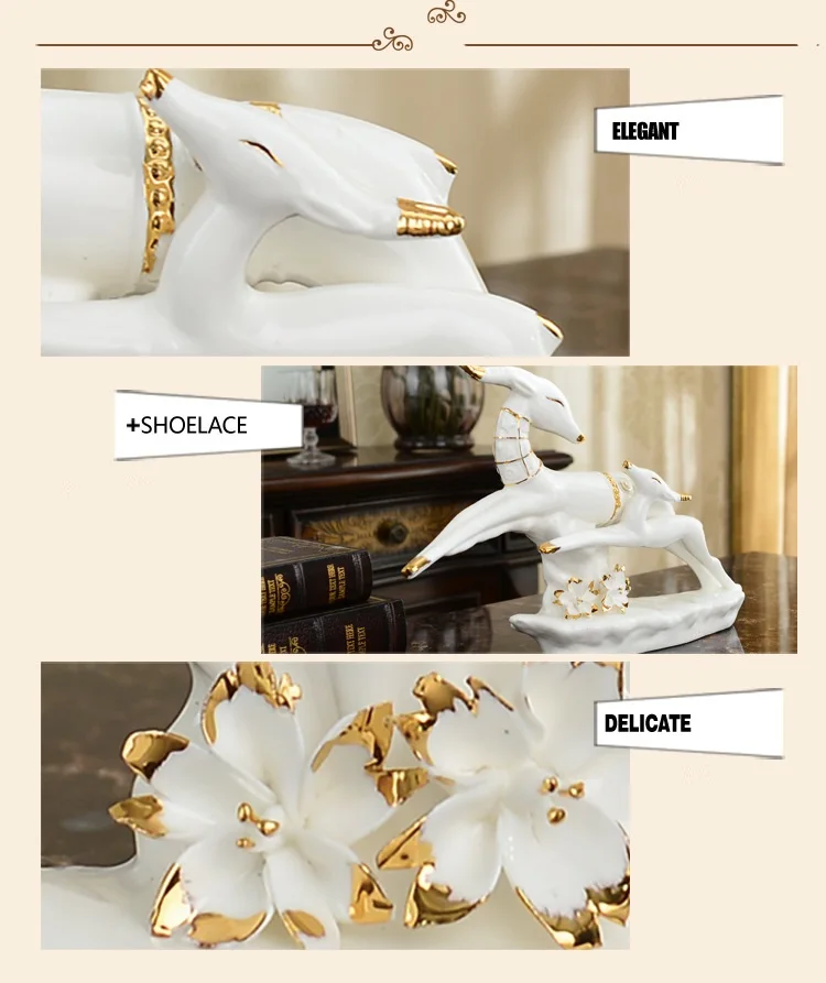 mother Son Elk Deer Statue Reindeer Figurines ceramic Sculpture Living Room Home Decoration Nordic Tabletop Ornaments