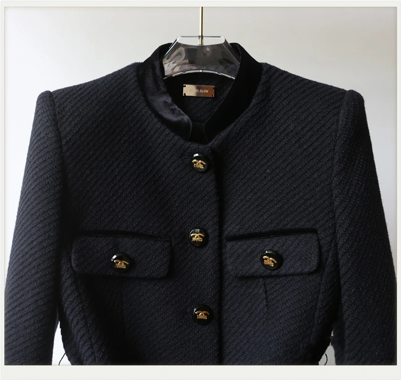 Spring Single Breasted Tweed Jacket Women Autumn Short Coat Vintage Chic and Elegant Work Office Lady Jacket