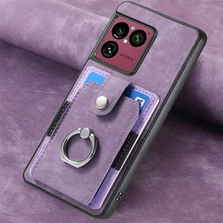 Leather Wallet Card Slot Ring Holder Case with Shockproof Stand - Sony Xperia 1 VIII (PURPLE)