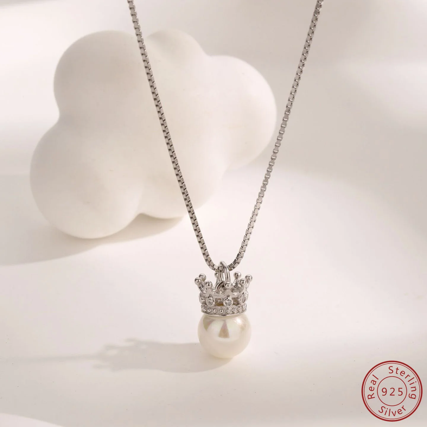 

100% 925 sterling silver fashionable temperament high-end crown pearl necklace high-quality jewelry for women Festival gifts