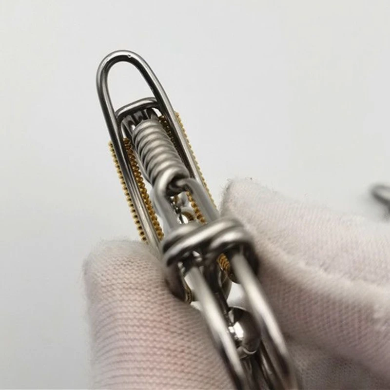 Stainless Steel Handicraft Key Ring Hanging Pendant Waist Buckle Yellow Matte Bead Trinket Car Keyring Men Small Gift Decoration