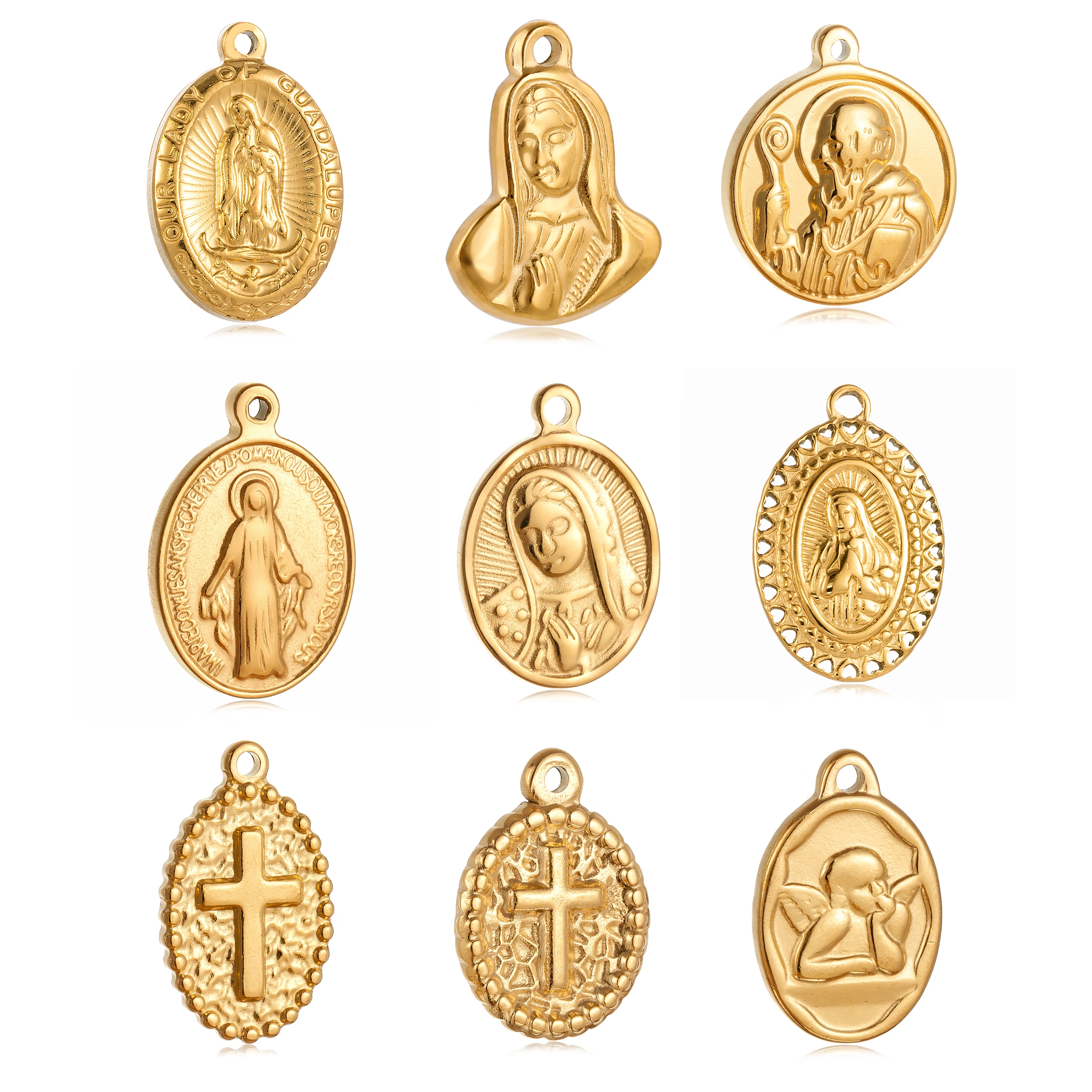 3pcs Stainless Steel Vintage Virgin Mary Charms Pendant Diy Christian