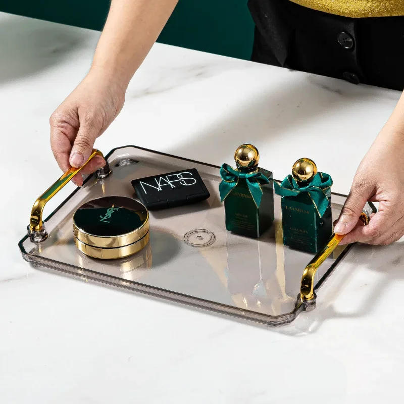 Rectangular Tray, Light Luxury European Style Household Tea Cup, Water Cup, Tea Plate, Plastic Handle Plate In Beauty Salon 3