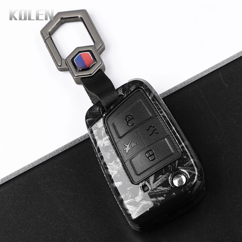 ABS 탄소 섬유 스타일 자동차 키 케이스 커버 폭스 바겐 골프 7 MK7 Tiguan MK2 좌석 Ateca Leon FR 2 Ibiza
