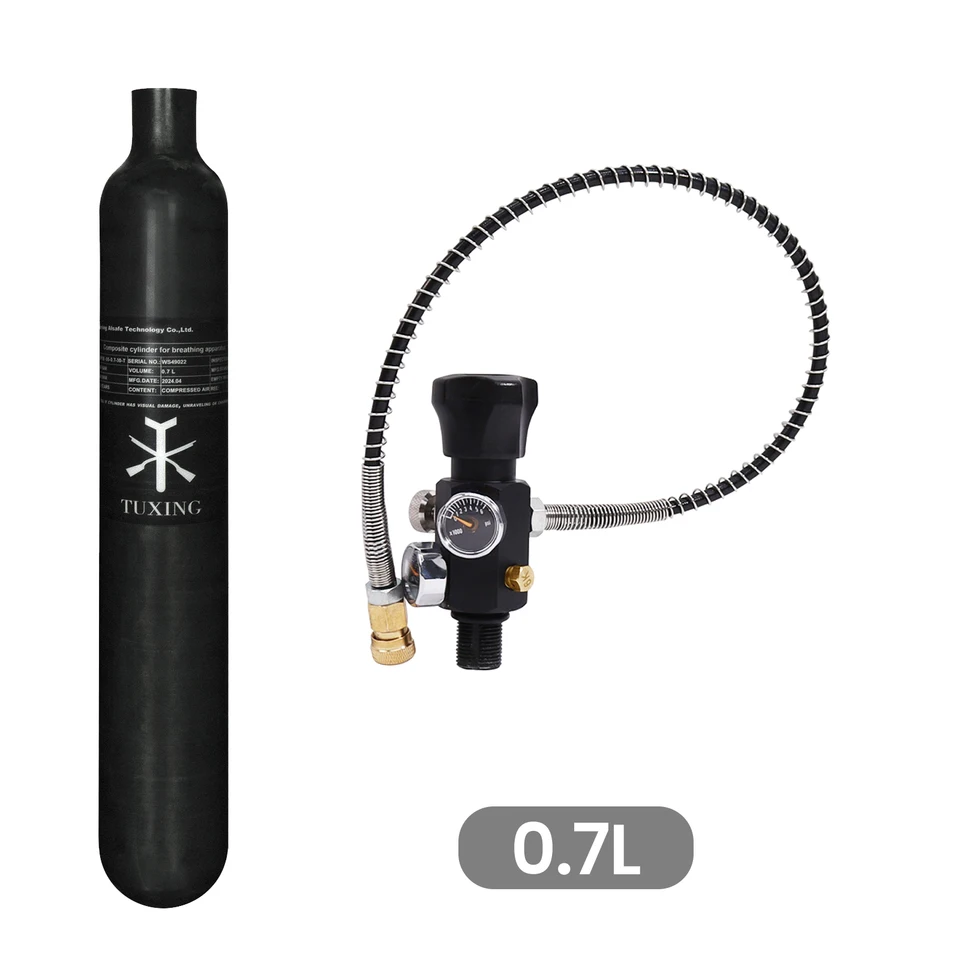 TUXING 4500psi/300Bar koolstofvezel luchttank 3L, Paintball vulstation met klep regulator manometer voor PCP luchtbuksen duiken Scuba
