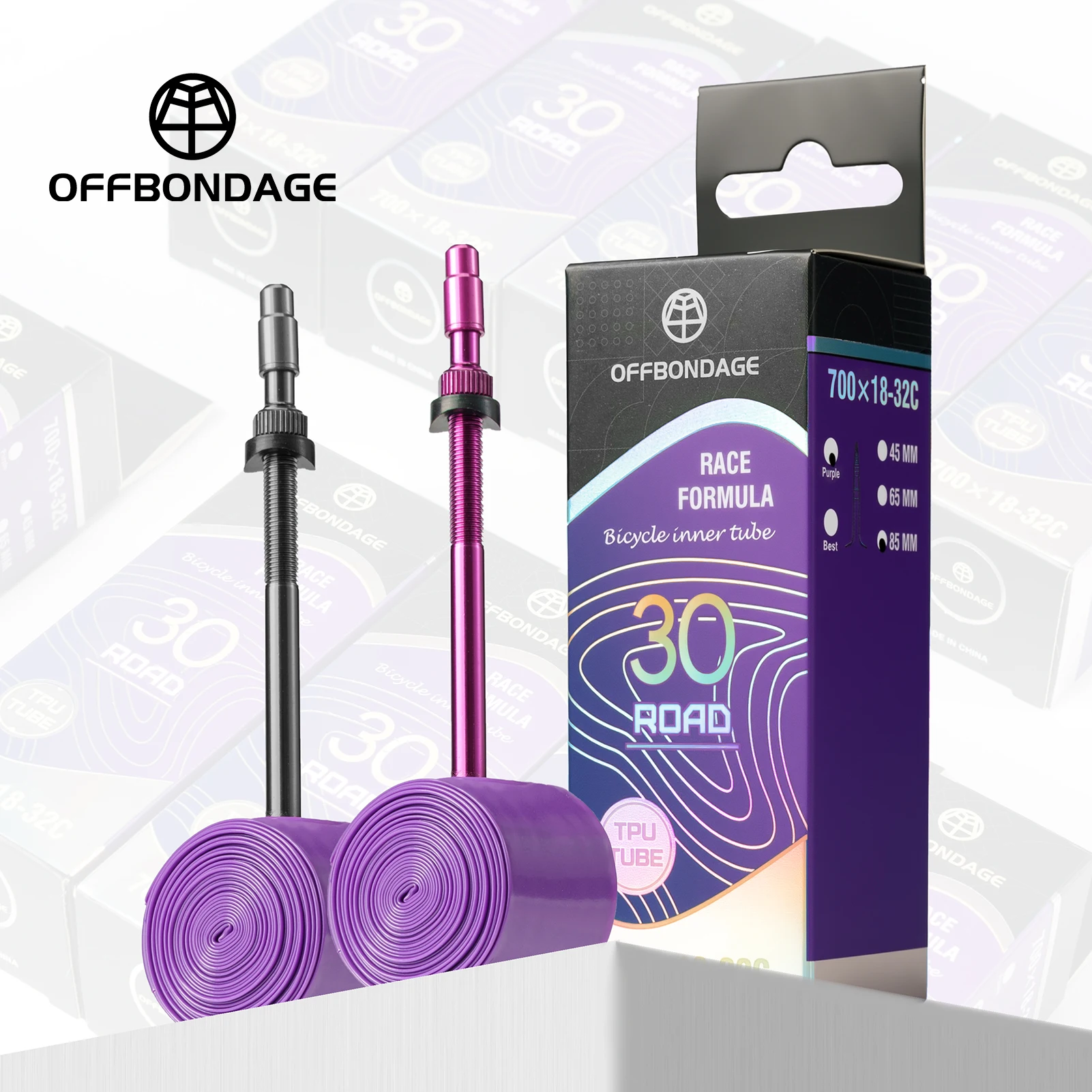 OFFBONDAGE Ultralight TPU Bike Inner Tube with French Valve - 700c Road Bicycle