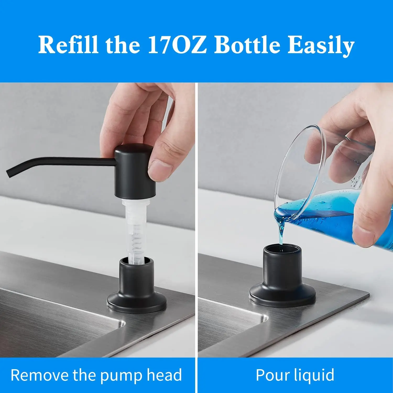 Description Picture 5 of itemKitchen Sink Liquid Soap Dispenser Pump Stainless Steel 350ML 500ML Liquid Soap Bottle Sink Mount Hand Pressure Soap Dispenser