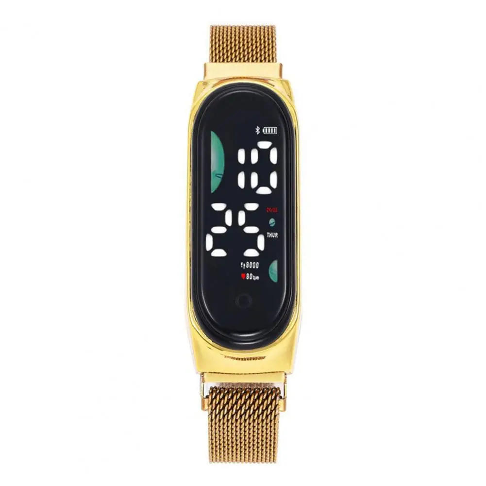 

Metal Wristband Watch Waterproof Led Digital Sports Watch with Stainless Alloy Magnet Touch Screen Long Battery Life for Unisex