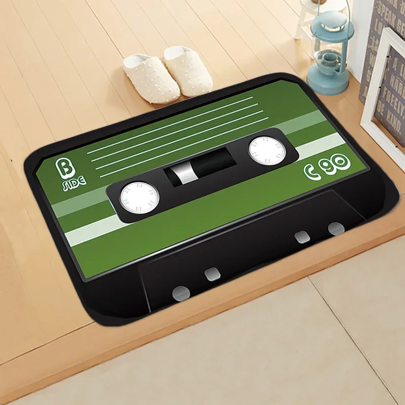 

New Flannelette retro tape digital footprint pad Nordic wind absorbent non-slip pvc floor mat golden68