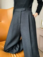 New Autumn Slim High Waist Straight Women's Pants Casual Solid Color Loose Chic Female Wide Leg Pants Fashion Office Ladies pant