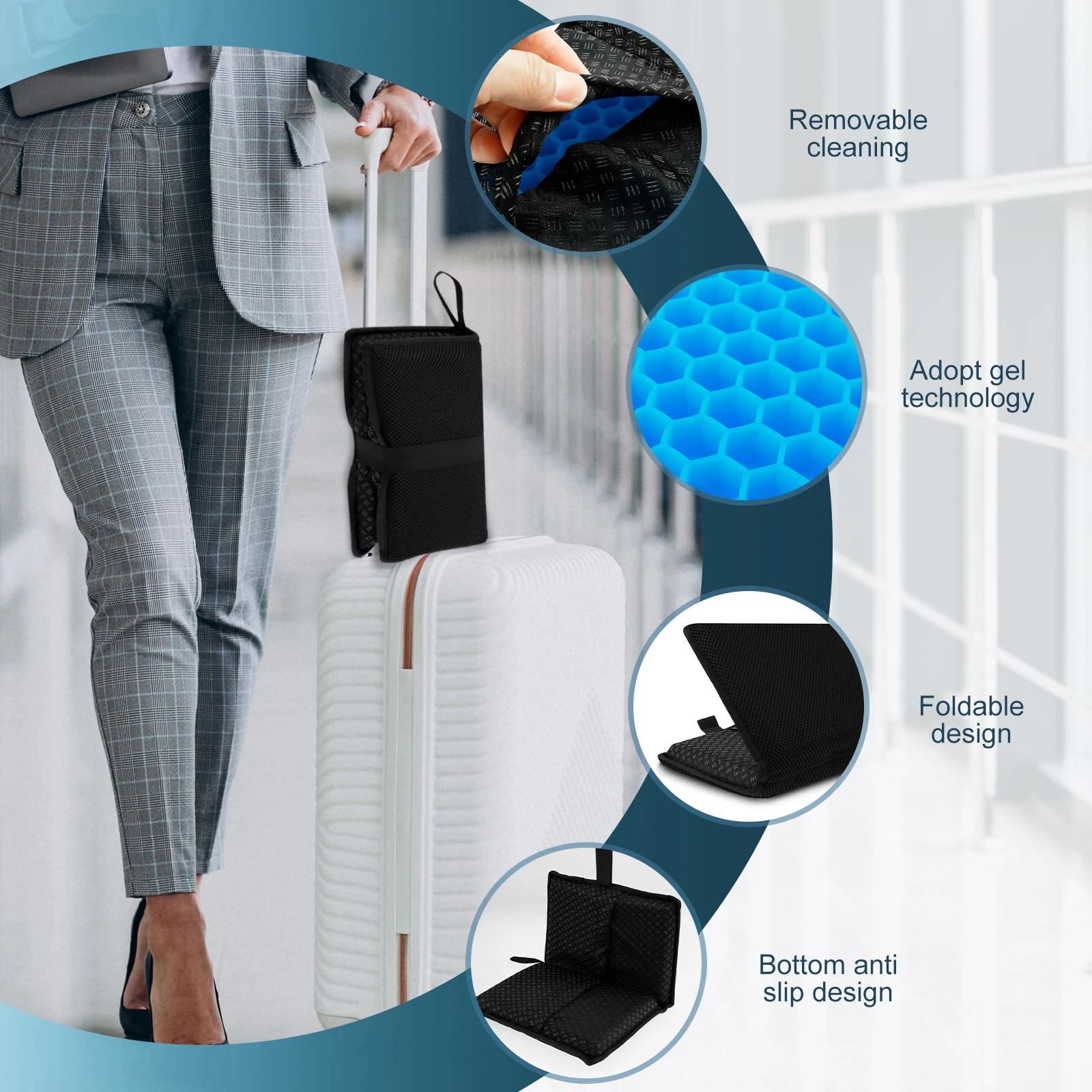 Foldable Gel Seat Cushion Soft TPE Car Cooling Seat Cushion Portable Travel Chair Mat Home Office Chair Cushion Car Accessories 3