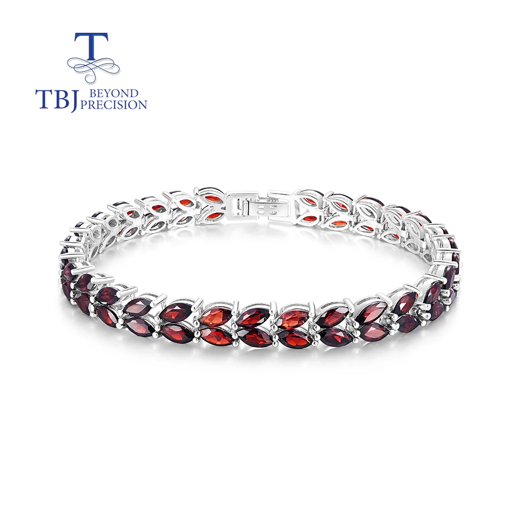 Bracciale Artigianale Mozambico Granato Ovale Rosso, Argentato, Catena Regolabile