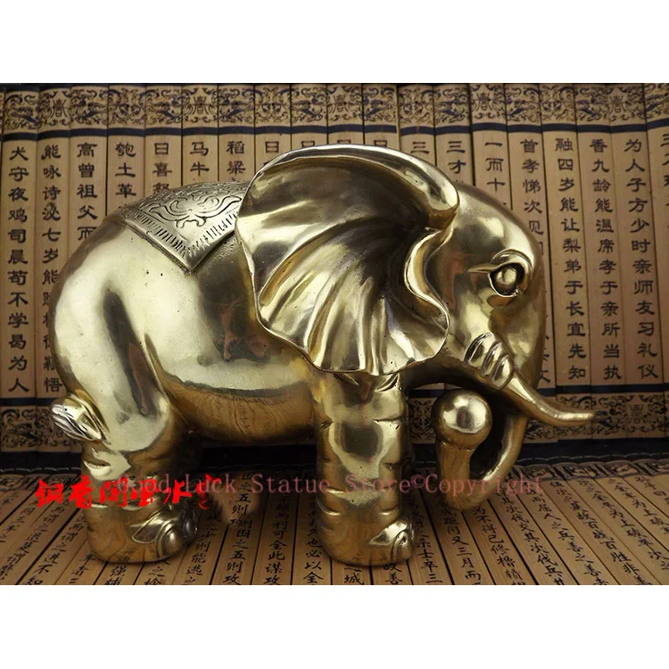 

30CM large home Porch lobby efficacious Protection efficacious Mascot thriving business bronze Elephant FENG SHUI art Statue