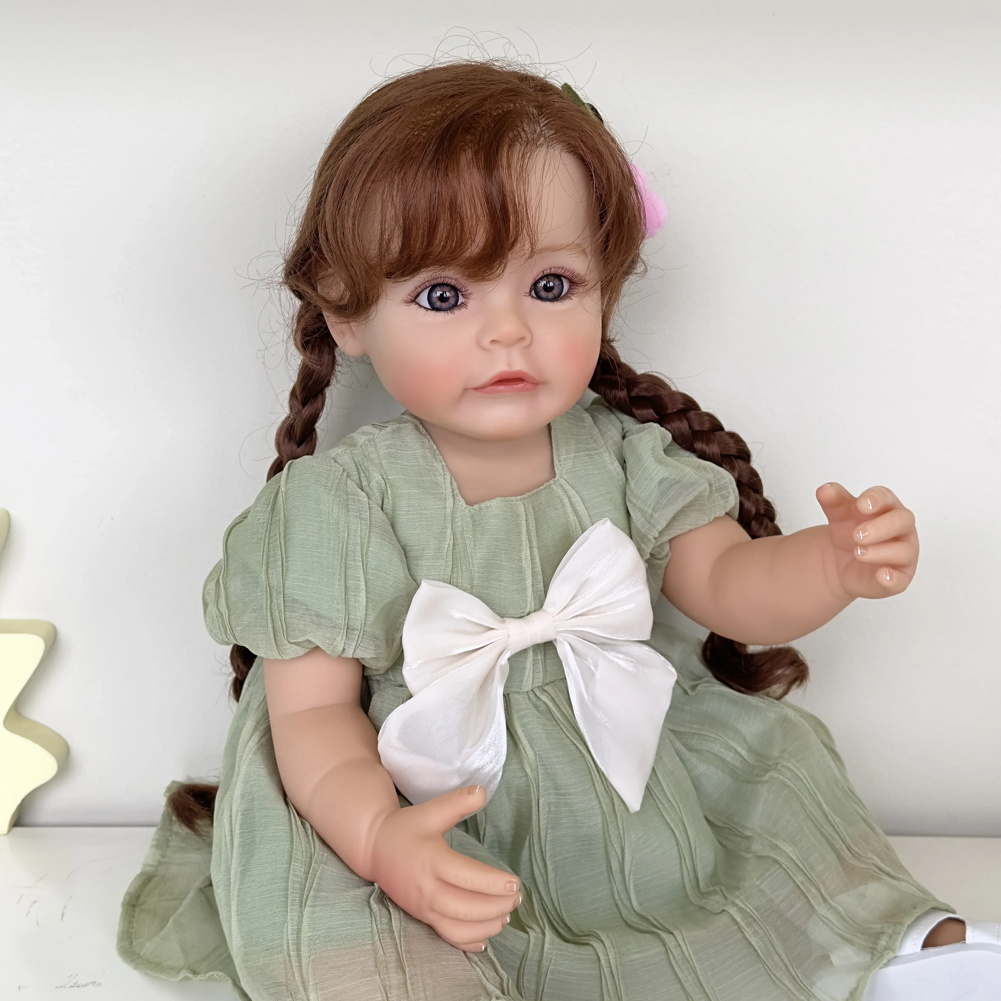 

NPK 22inch Sue-sue Full Body Silicone Vinyl Reborn Toddler Girl Doll Rooted Hair High Quality Gift For Girls