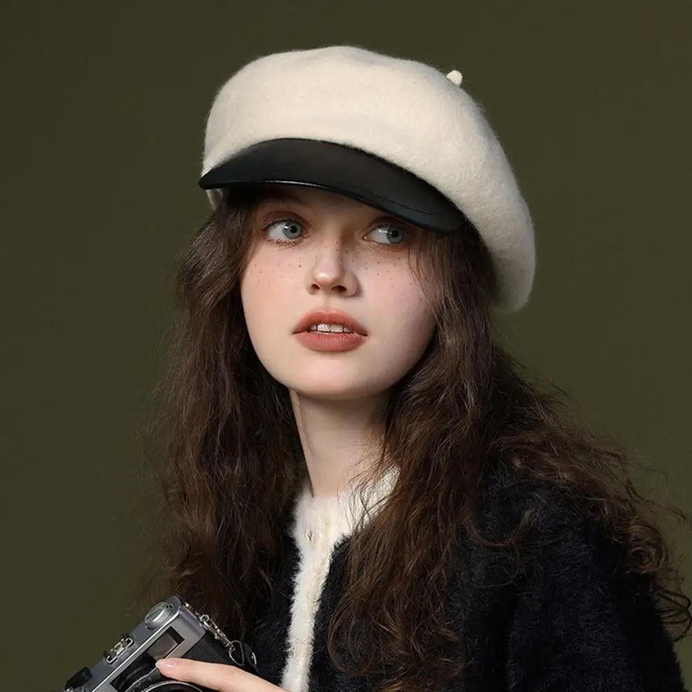 

Classic Beret Stylish Vintage French Beret Hats for Women Classic Autumn/winter Woolen Octagonal Newsboy Caps Wool Blend Beret