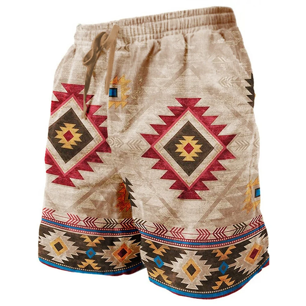 Ethnic Style 3D Print Beach Shorts Men's Vintage Casual Board Shorts Male Swimming Trunks Kids Short Pants Man Swimsuit Clothing 3