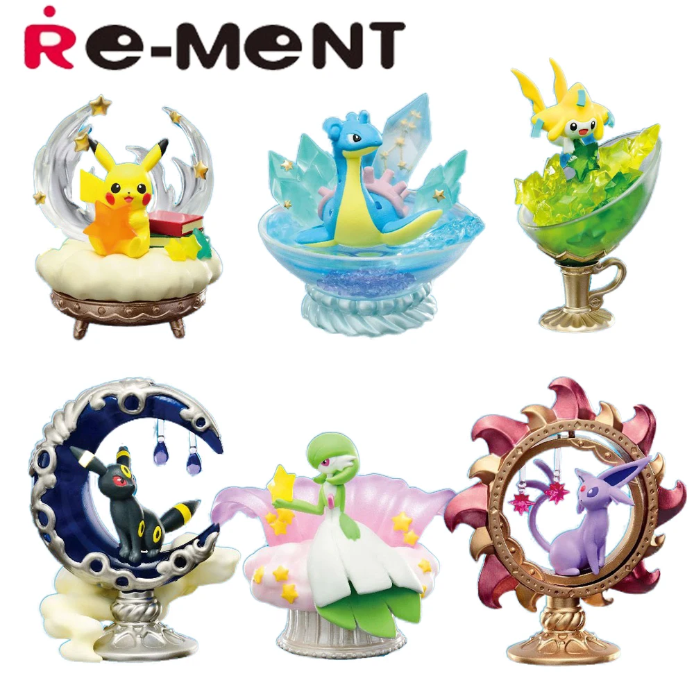Originale Re-Ment Pokemon: Starrium On A Starry Night Pikachu Gardevoir Lapras Umbreon Espeon Jirachi Model Candy Toy Figures