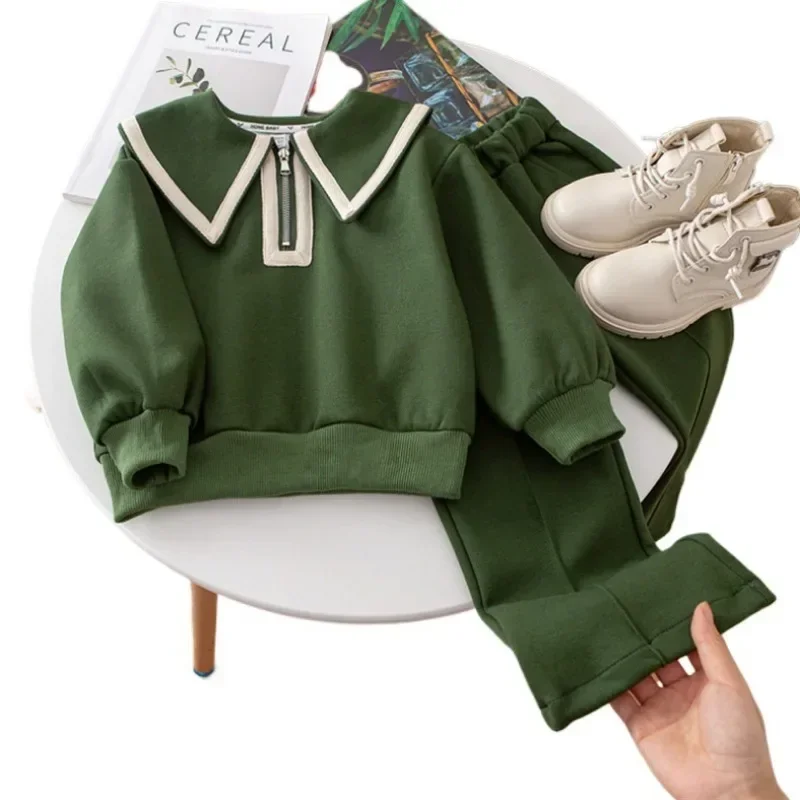 Children's Clothing Sets kids clothing set girls clothing set Lapel Long Sleeve Top + Wide Leg Pants 2 Pcs Sets Kids Boutique Clothes for Girls 3 To 7 Years