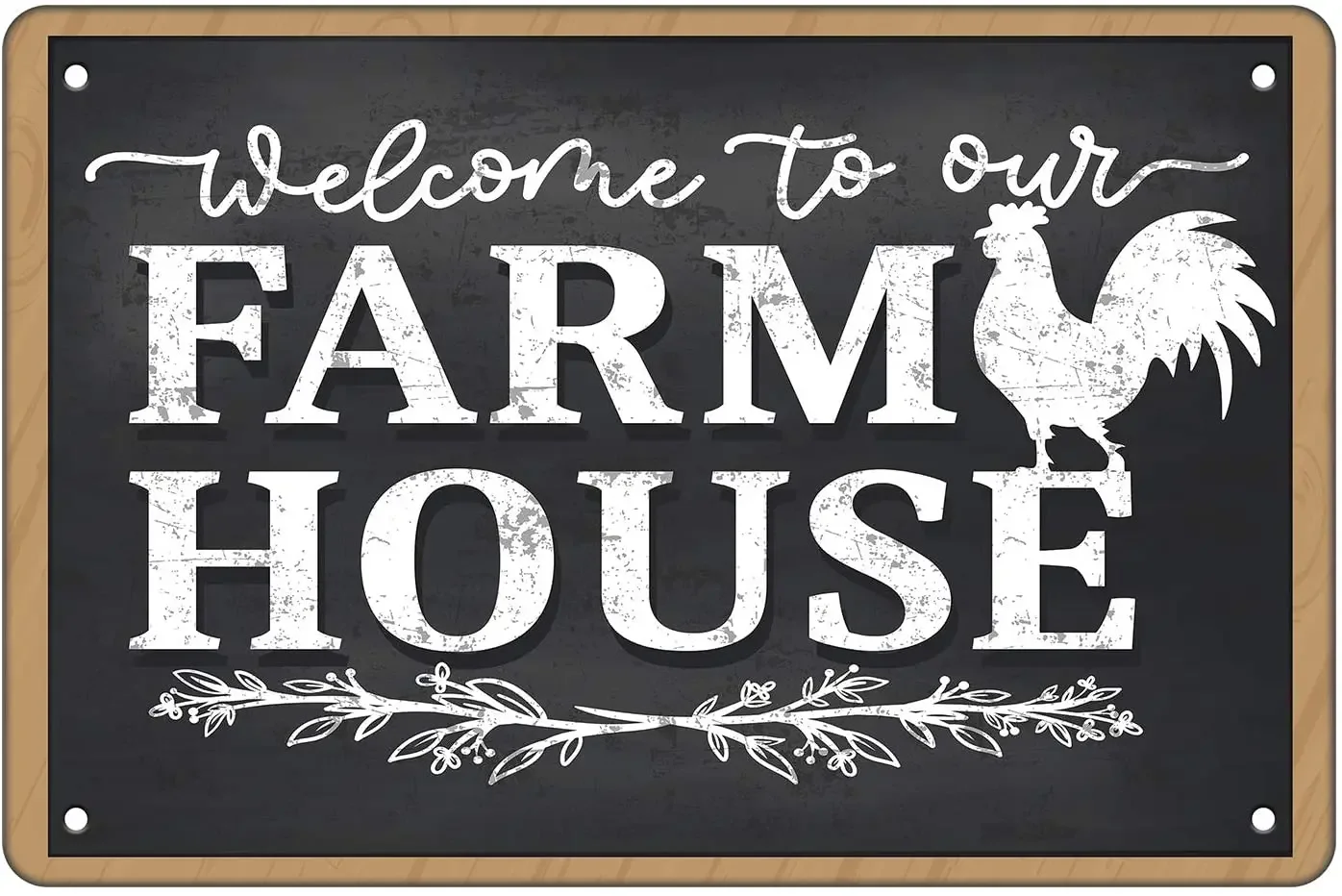 

Welcome to My Farmhouse Gate Wall Decor Sign,Black Vintage Tin Sign with A Chicken for Farmhouse Fence Gate Decorative Tin Sign