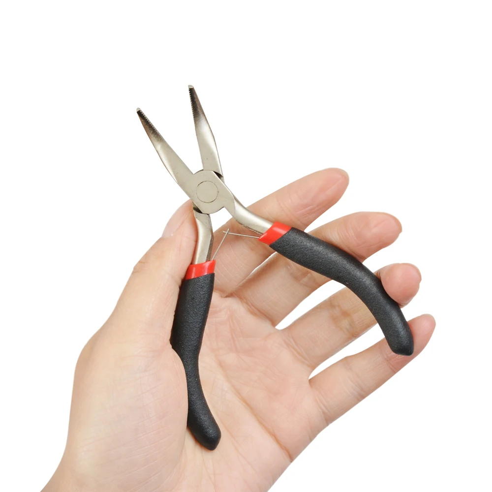 1 Piece Hair Extensions Pliers with Black Handle Hair Extensions Tool for Micro Rings Beads & Feather Extension