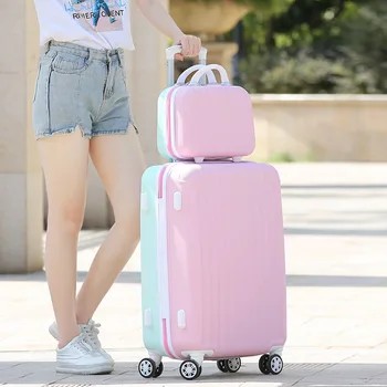 Nuove ragazze carino rosa Trolley Trolley da donna Valigia Spinner Wheels Studente bella valigia scolastica Scatola password Carry On 1