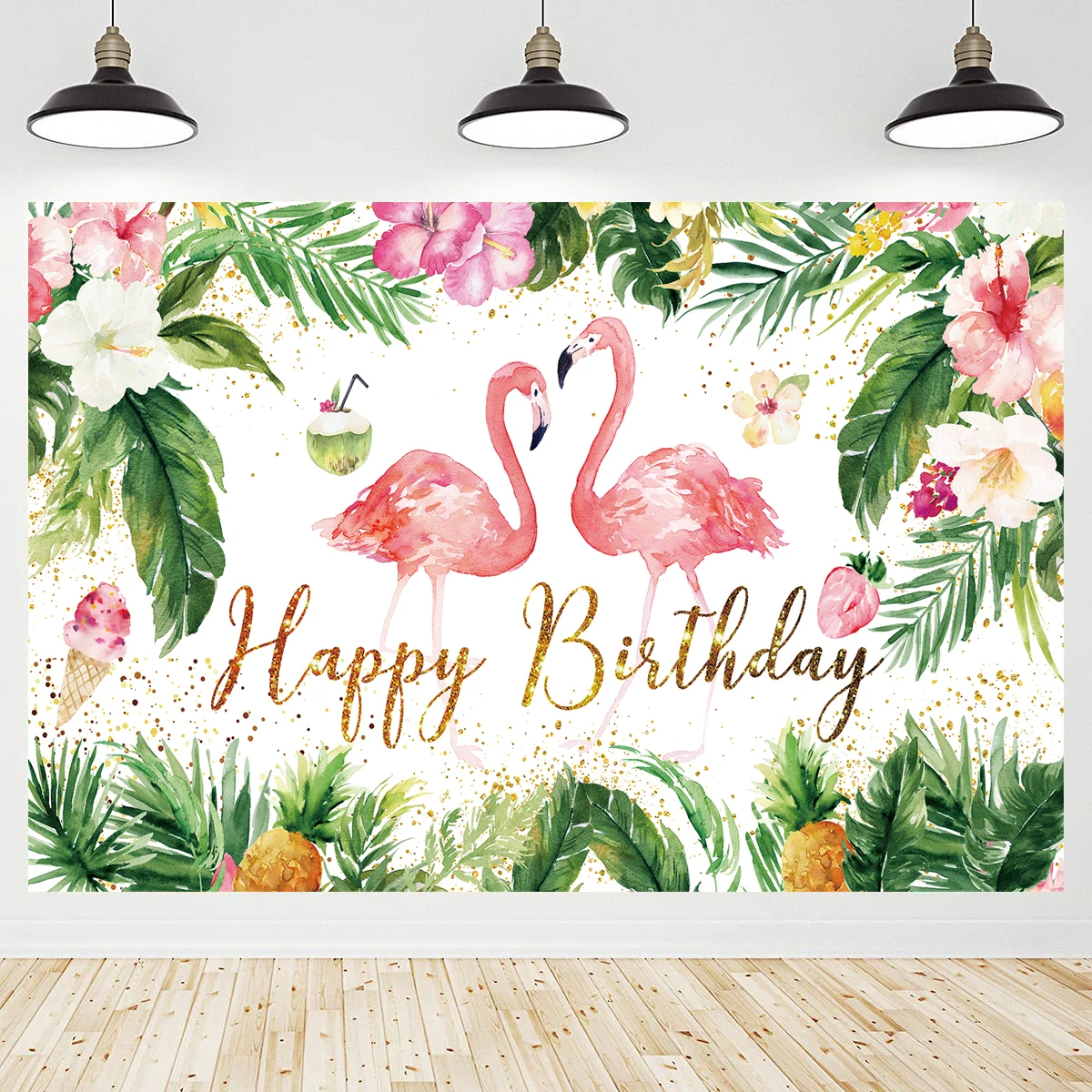 Hawaii Tropical Photography Backdrop Seaside Flamingo Birthday Party Decoration Background Summer Tropical Theme Party Favors
