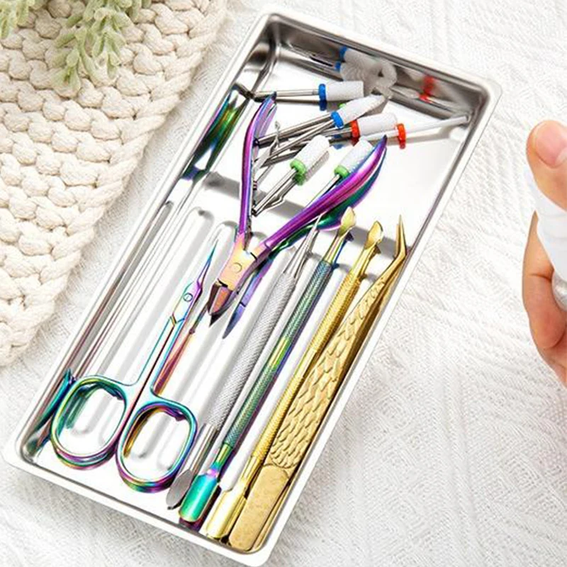 Stainless Steel Nail Tool Special Disinfection Tray Nail Tools Portable Storage Plate Tool Display Rack nail art tools nail tool sterilizer manicure tool disinfection box