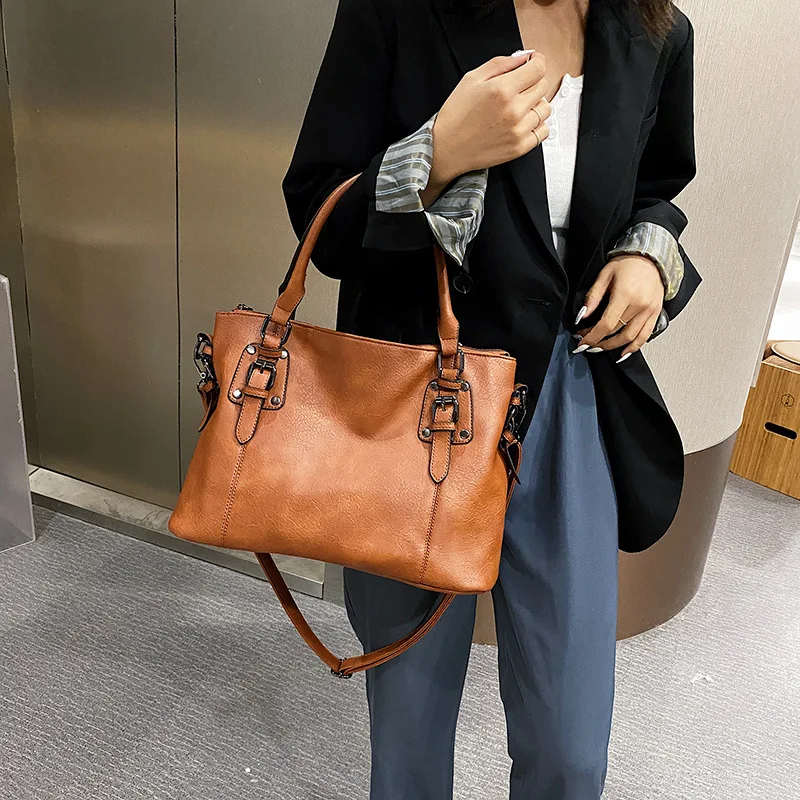 

Large Black Women's Shoulder Bags Big Size Casual Tote Bag Quality Pu Leather Hobos Crossbody Bag Female Travel Shopper Handbag