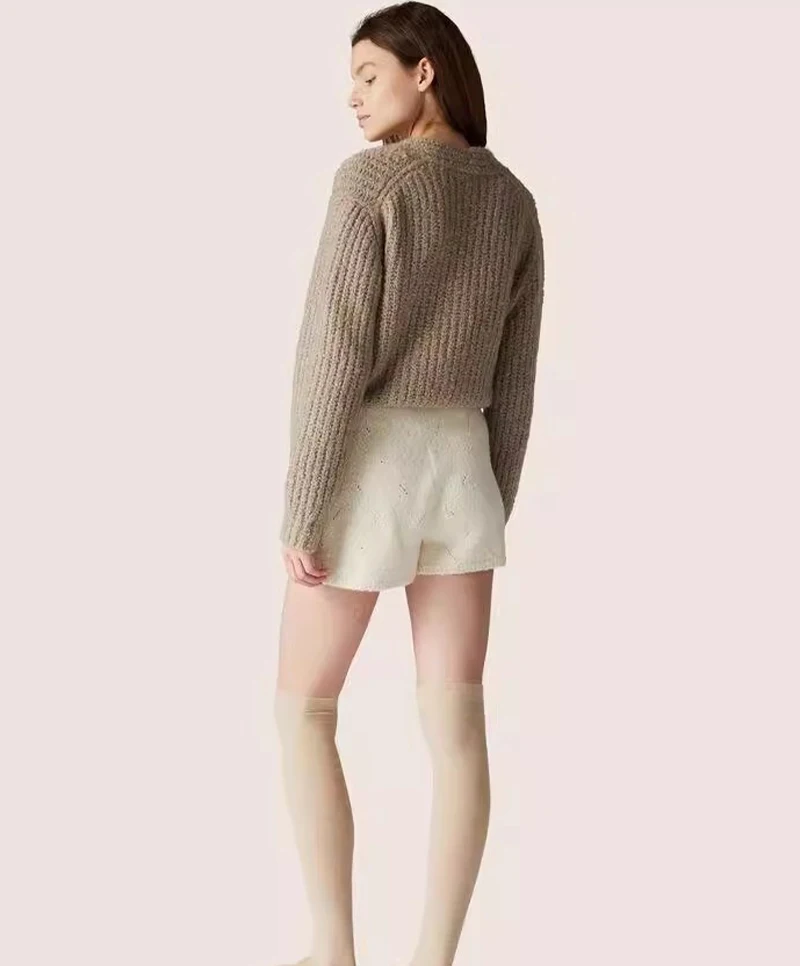 NIGO LP Autumn And Winter Women's V-Neck Retro Solid Color Cashmere Knitted Single-Breasted Cardigan Loose Jacket #nigo61154 3