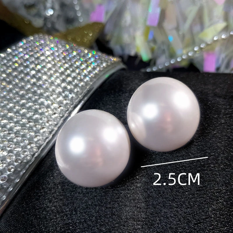 Trend 2.0CM Big Imitation Pearl Round Stud Earrings