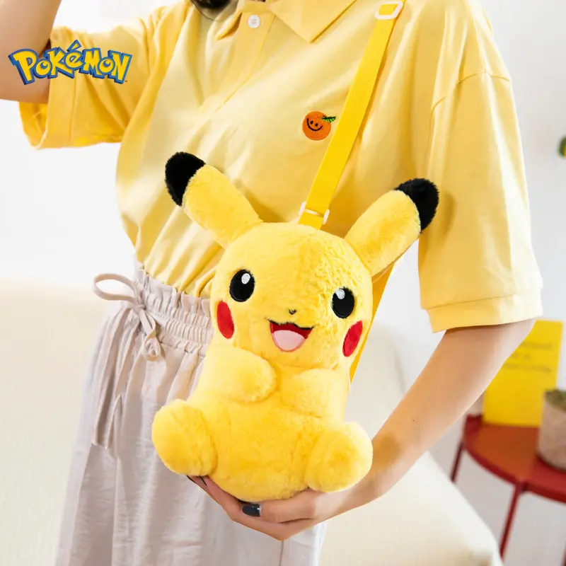 Pokemon Pikachu Creative Net Red Plush Small Bag Cartoon Backpack Cute