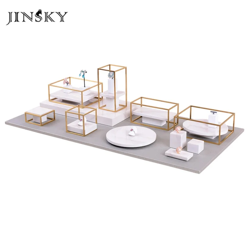 

Custom. jewelry stand display Jewelry Display Rack Metal Jewelry Ring Display Stand Holder With Polyresin Marble Base