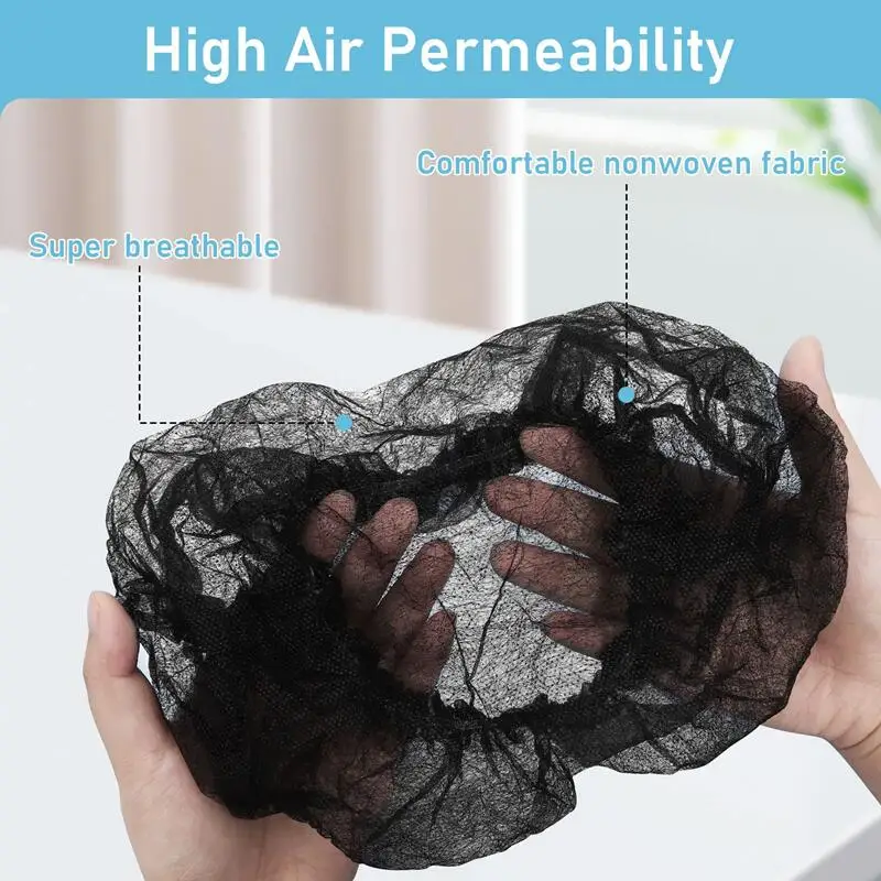 Disposable Shower Cap 100Pcs Elastic No Woven Hair Head Cover Nets Large Dustproof Hair Caps Makeup DIY Hair Dye Tatoo  Bath Cap 4