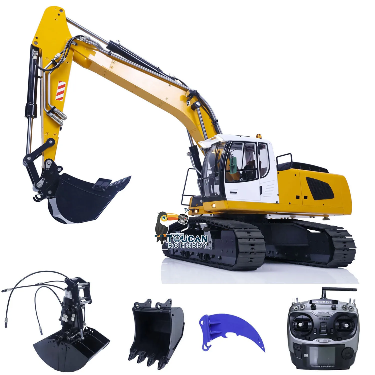 

MT 1/14 946 Tracked Hydraulic 9CH RC Excavator Finished Painted Truck Model With Metal Clamshell Bucket Ripper Radio DIY Digger