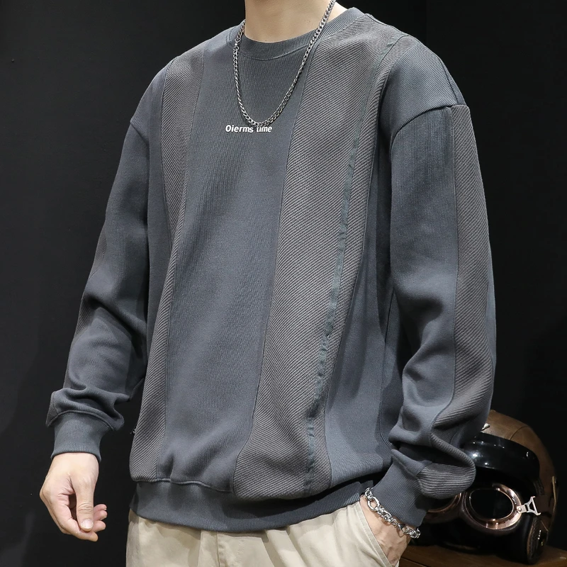 

Round Neck Fleece-Lined Sweater Men's Pure Color Autumn Winter Thickened Warm Trendy Large Size Simple Fashion All-Match Casual