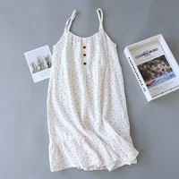 2026summer new style 100%cotton ladies suspender skirt thin nightdress cartoon plus size short skirt home skirt plus size dress - Image 3