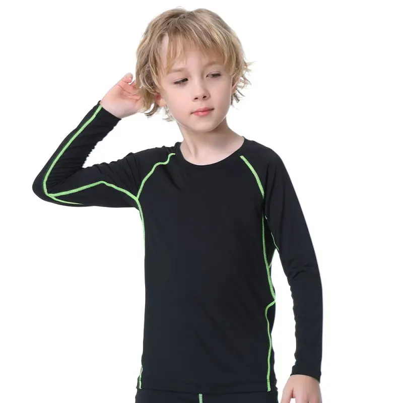 Kids Boys Sports Compression T-shirt Long Sleeved Velvet Sportswear 18 Se368d386b5c54de3b899c551de7aceabO