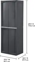 4 Shelf Cabinet, Plastic Organization Storage Unit, Organize Bins in the Garage, Basement, Attic, Mudroom, Gray, 1-Pack 2