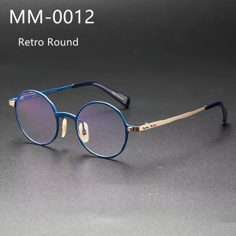 

Luxury Brand Designer Titanium Glasses Men Frame Retro Round High Quality Handmade Eyeglasses Women Light Oculos Eyewear MM0012