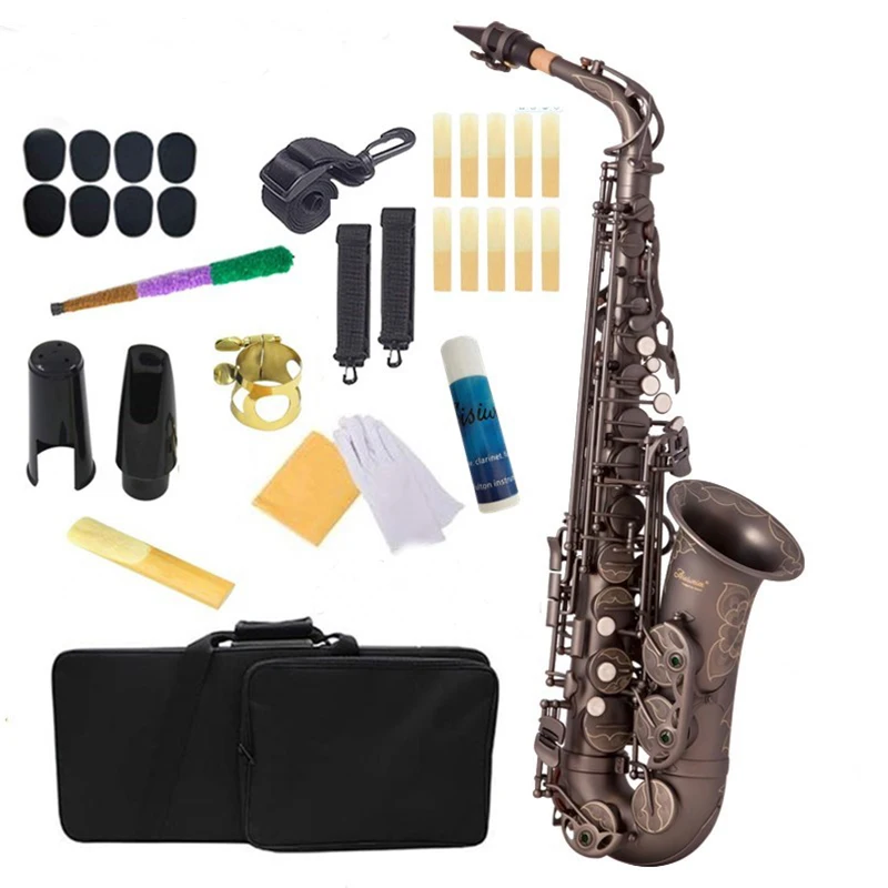 

black nickel Eb Alto Saxophone Brass Lacquered Gold E Flat Sax 82Z Key Type Woodwind Instrument