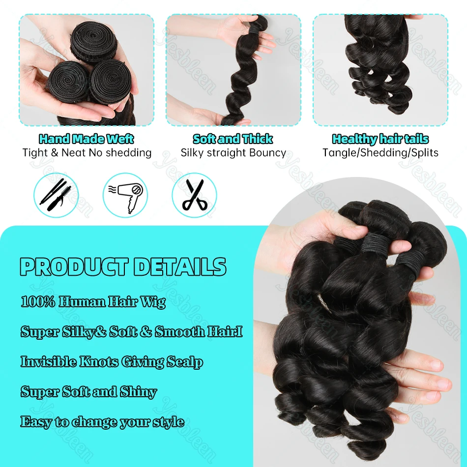 Human Hair Extensions 32 Inch Loose Deep Wave Brazilian Virgin