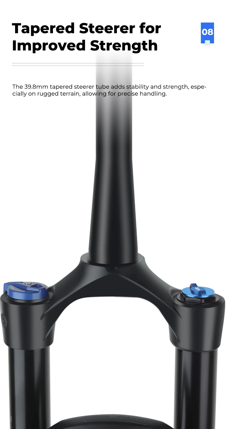 BOLANY 27,5/29 Zoll Boost Fahrradgabel Steckachse 100/110 mm 34 mm Rohr Konische Rückprallverstellung 120/140 mm Federgabel – Detail 12