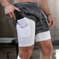 Men’s 2 in 1 Running Shorts Quick Dry Gym Athletic Sports Training Short for Man Lightweight Gym Workout Shorts with Zip Pockets