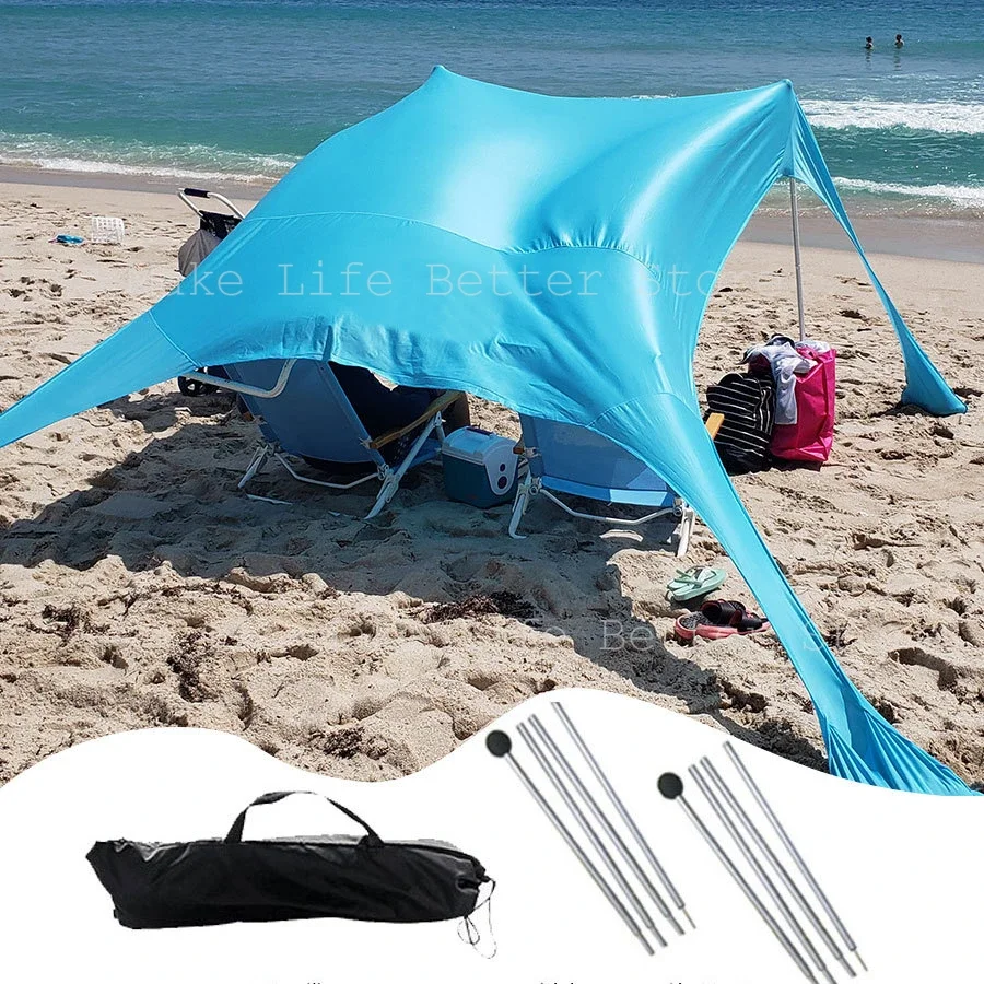Camping Tent Camping Canopy Car Side Awning 300x300 Beach Tent Sunshade Large Awning Ultralight Sun Shelter for Sea Outdoor UV Resistant Patio Shade Camping Waterproof Tent