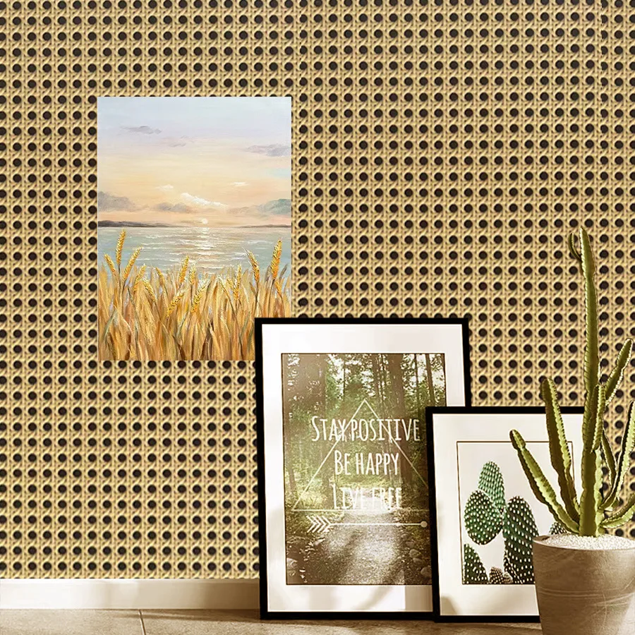 Description Picture 6 of itemRattan Pattern Honeycomb Lattice Self-adhesive Entrance Hall Waterproof Mildew-proof Wallpaper Chinese Style Homestay Decoration