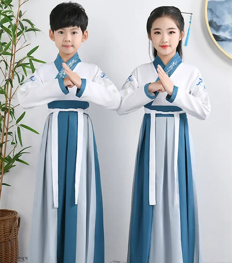 Hanfu Dress Set Stage Outfit Traditional Chinese Clothing Cosplay Children Baby Girl Boy Ancient Costume Kids