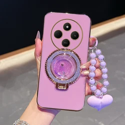 Enhanced Plating Circular Bracket Lanyard Phone Case - Redmi 12C (PURPLE)