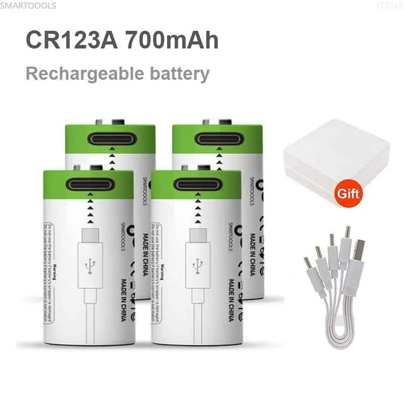 

4-20PCS Rechargeable CR123A Batteries 3.7V 16340 Li-ion Battery for Laser Pen and LED Flashlight + USB Charging Cable